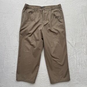 Basic Editions Chinos Mens 37x25 Brown Pleated Front Straight Leg Twill Pants